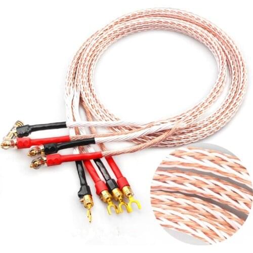 12TC OCC Audio Speaker Cable Gun-shaped Spade Banana Plug 24 core HiFi Audio Cables