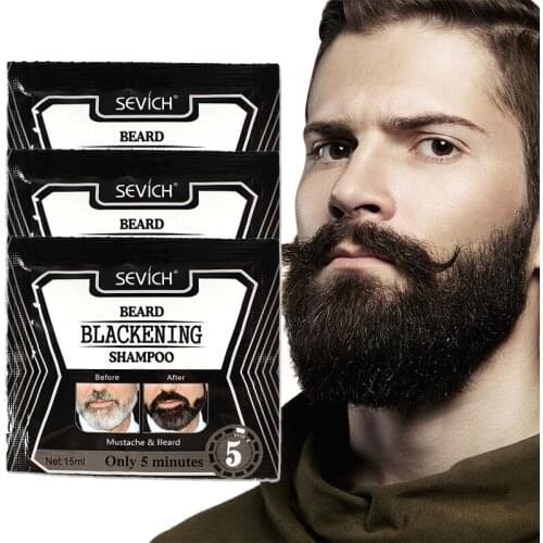 15ML Dark Beard Shampoo Dye Instant Blackening Beard Make Grey And White Hair Darkening 5 Minutes Beard Shampoo Hair Dye