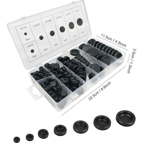 170pcs Black Rubber Grommet Firewall Hole Plug Retaining Ring Set Car Electrical Wire Gasket Kit For Valve Water Pipe tools set