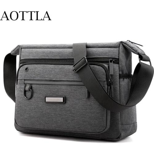 AOTTLA Mens Bags Oxford Cloth Waterproof Men Shoulder Bags Casual Messenger Bag Male 2021 Zipper Travel Teenager Crossbody Bag