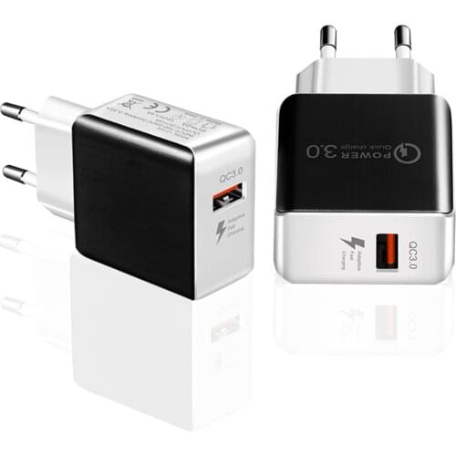 Fast EU Charger QC3.0 Single Port USB Power Plug Socket Quick Charging Mobile Phone Portable Adapter 5V/9V/12V For iphone X 7 8