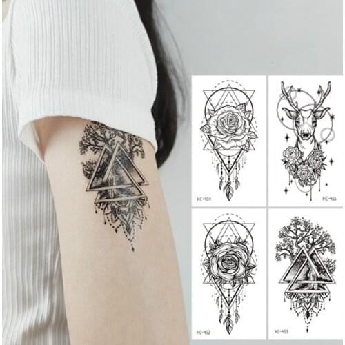 Black Sexy Lace Temporary Tattoos Sticker for Women Butterfly Moth Letter Flower Fake Tattoo Sticker Feather Flora Tattoo