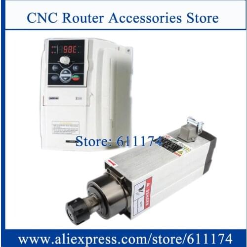 GDZ93*82-3.5 4 bearing square Spindle Motor 3.5Kw ER25 air cooled spindle motor AC380V 18000rpm & 4Kw AC380V VFD inverter