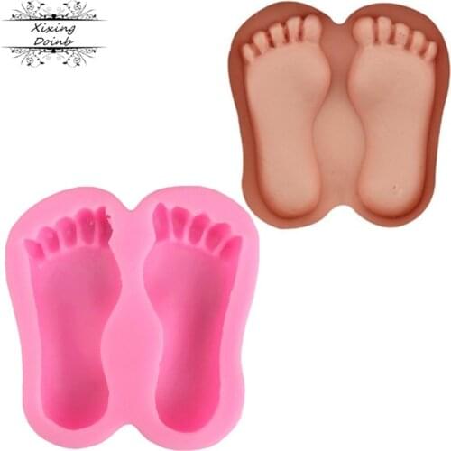 Baby foot shape cake mold silica gel mold chocolate fudge cake decoration baking tool oven pudding