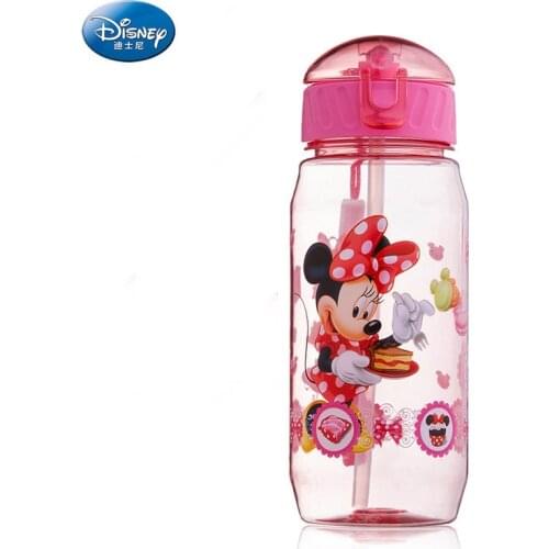 Disney Girls Cartoon Princess Mickey Minnie Mouse Water Cups With Straw Boys Student Outdoor Drinking Water Bottle Kids Gift
