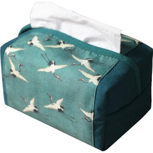 Ancient China Painting Tissue Box Crane Paper Holder Desktop Napkin Storage Container Kitchen Tissue Tray for Home Office
