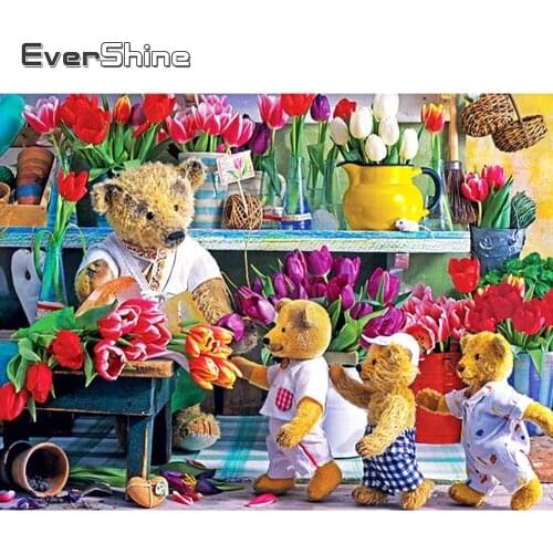 Evershine 5D DIY Diamond Painting Cartoon Full Square Round Rhinestone Mosaic Flower Diamond Embroidery Bear Home Decoration