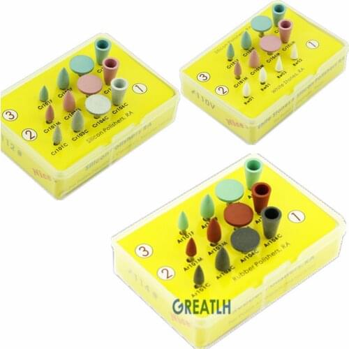 Porcelain Amalgam Metal Composite Finish Dental Polisher 12pcs/KIT Dental RA Stone Polishing SILICONE Disc Burs Kit