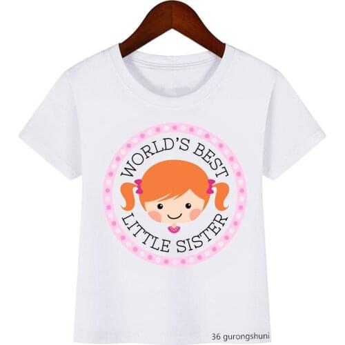 Cute girls t-shirt The best little sister in the world and a cartoon girls with black hair Summer kids tshirt kawaii Camisole