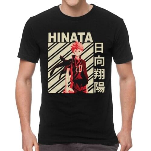 Haikyuu Shoyo Hinata Tshirts Men Unique Tees Top Cotton T Shirts Short Sleeve Anime Manga Volleyball Haikyu T-shirt Gift Merch