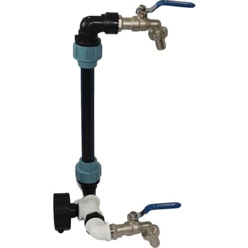 IBC 3/4 Inch 1000L IBC Adaptor With Outlet Valve 3/4 Inch Gooseneck 2 Way Brass Tap IBC Tank Fitting 60mm Thick Thread