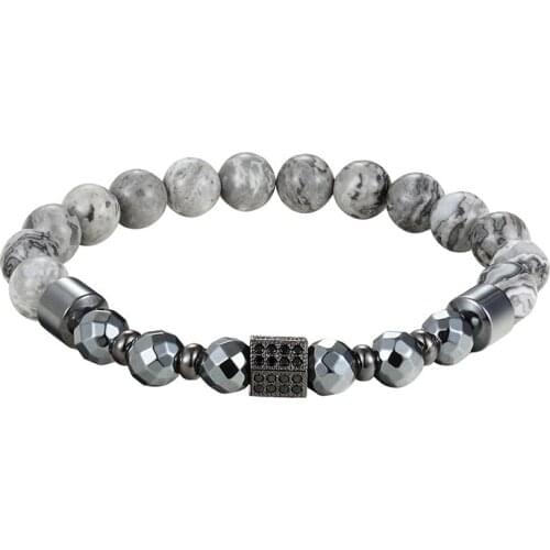 JAAFAR Wholesale brand Unisex map natural stone natural stone BRACELET HANDMADE volcano matte Beaded Bracelet Pulseiras