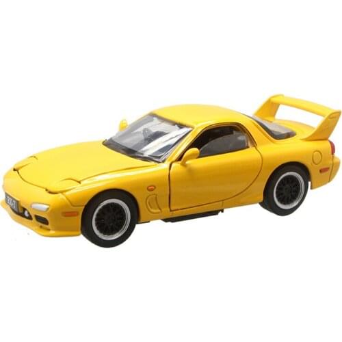 Collectible 1:32 DieCasts Electronic Flashing Car Modles Alloy Auto Mobile Vehicle Mazda RX7 Sports Car Toys for Children