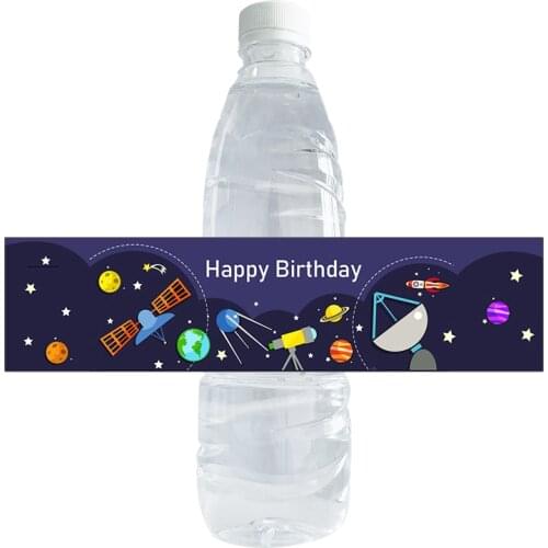Outer Space Water Bottle Labels Rocket Ship Party Bottle Labels Kids Birthday Party Supplies Decor Astronaut Bottle Stickers