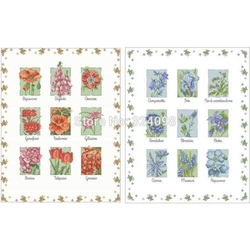 Red blue flower patterns Counted Cross Stitch 11CT 14CT 18CT DIY wholesale Chinese Cross Stitch Kits Embroidery Needlework Sets