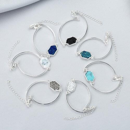 Fashion Vinta Drusy Bracelet Imitation Crystal Stone Druzy Bracelets Gold Silver Color Brand Jewelry For Womens Gift 2019 Sale