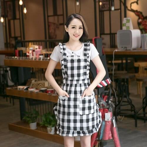 Korean fashion apron female cute kitchen apron cooking work clothes smock cotton linen waist couple apron