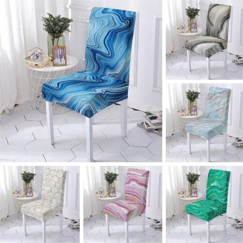Marble Spandex Chair Cover Dining Elastic Chair Covers Stretch Office Anti-dirty Removable Seat Covers Banquet Hotel 1pc