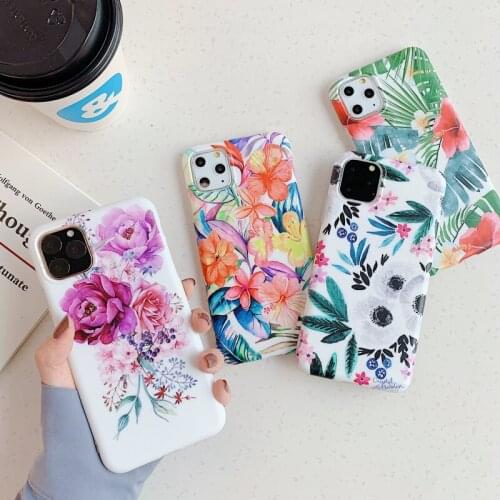 IMY Rose Flowers Soft Phone Case For Iphone 12 Mini 11 Pro Max 8 6 7 Plus For iphone X XS MAX XR SE 2020 Floral Leaves Cover