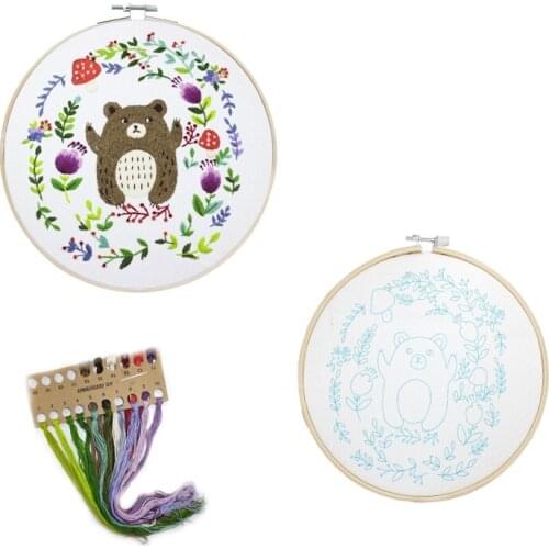 Cartoon Bear DIY Embroidery Kit Handicrafts Needlework Cross Stitch for Beginner Sewing Art Handmade Craft Material Package