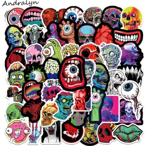 10/50Pcs Horror Skeleton Skull Stickers For Car Luggage Skateboard Laptop Motorcycle Guitar Phone Bicycle Sticker Toy Pegatinas