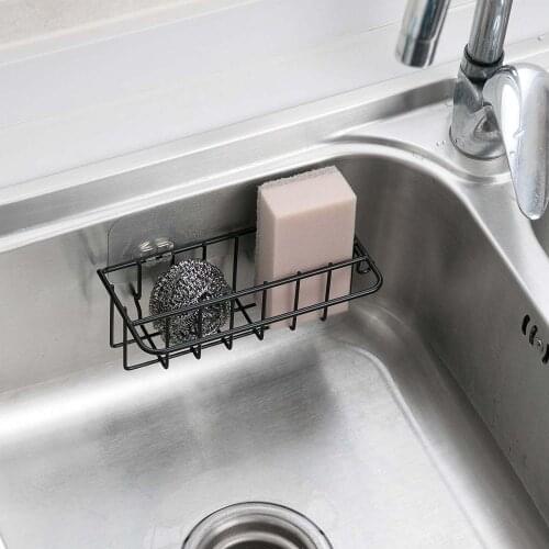 Wall Mounted Wrought Iron Sink Rack Pool Rag Draining Shelf Kitchen Sink Sponge Storage Rack Holder