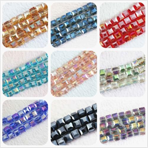 Newly crystal glass 10mm square cube faceted colorful diy fashion weddings anniversary jewelry loose beads 20pcs B988