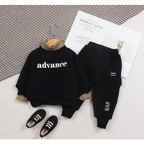 New product childrens clothing casual plus velvet high-neck long-sleeved sweater casual overalls childrens baby clothes
