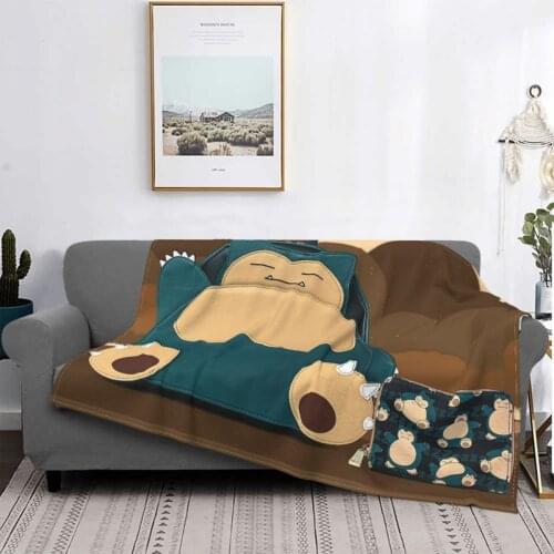 Snorlax Blankets Flannel All Season Cute Anmie Portable Lightweight Thin Throw Blankets for Bed Car Quilt