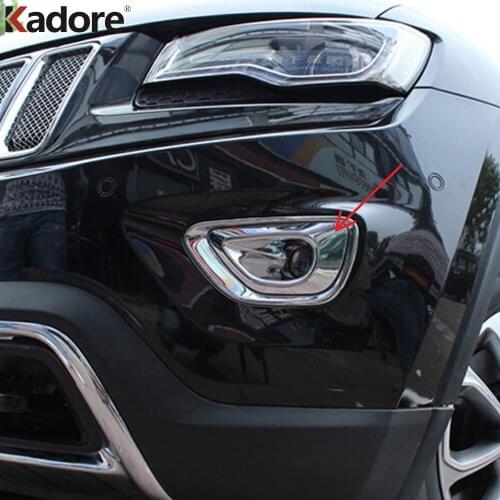 Front Foglight Cover Trim For Jeep Grand Cherokee 2014 2015 2016 2017 Chrome Fog Light Lamp Frame Covers Car Accessories 2pcs