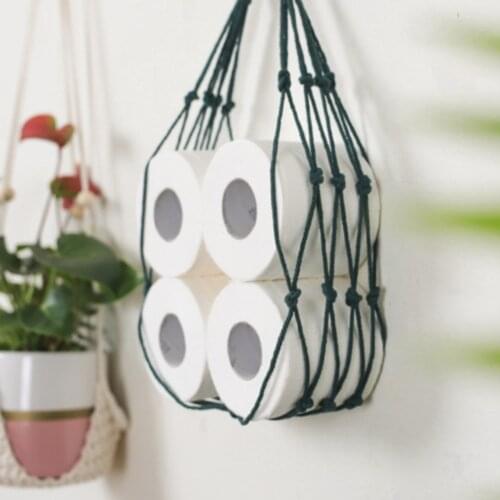 Hanging Cotton Rope Holder For Toilet Paper Magazine Books Holder Home Hotel Storage Hanging Pocket Rack Bathroom Decor