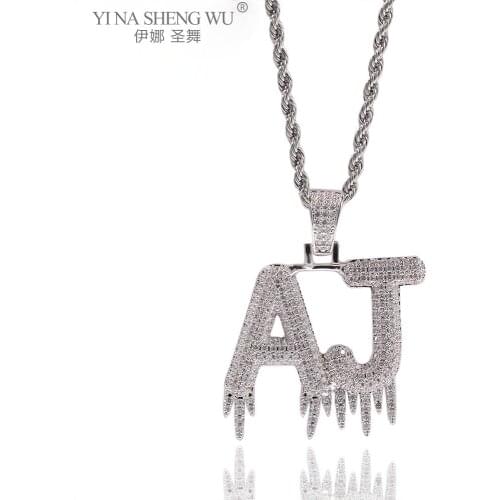 Custom Name Bubble Letters Chain Pendants Necklaces Unisexs Zircon Hip Hop Rock Jewelry With Gold/Silver Colour Rope Chain New
