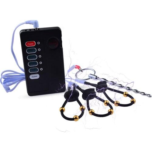 Electric Shock Power Box Electro Anal Plug Urethral Catheter Stimulate Body Massager Penis Ring Sex Toy For Men Sex delay tool