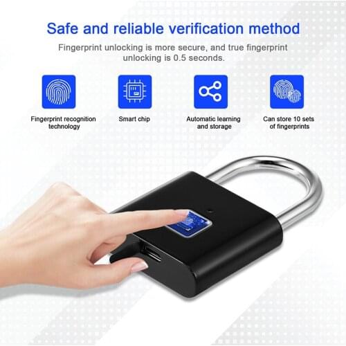 O10 Portable Mini Keyless Smart Security Lock Fingerprint Padlock For Cabinet Box Waterproof Fingerprint Padlock For Gym School