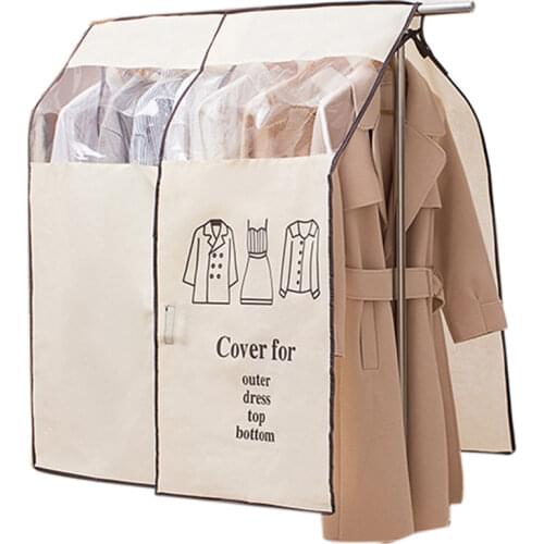 Non-woven Fabric Clothing Dustproof Covers Home Dust Cover Wardrobe Hanger with clear window clothes protector home decor
