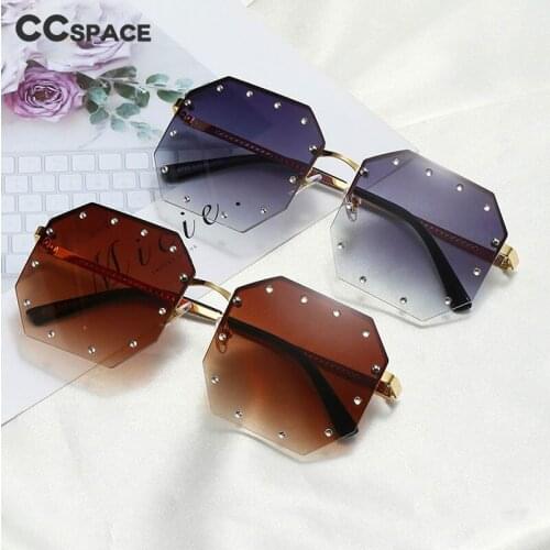 47458 Luxury Rimless Sunglasses Mens and Womens Fashion Brand Designer Sunshade Uv400 Retro Riding Glasses