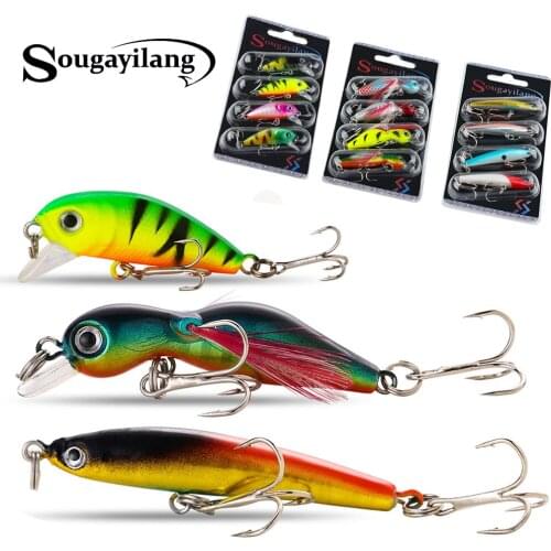 Sougayilang Fishing Lure Set 4PCS Wobbler Hard Fishing Baits Anti-corrosion Hook Bass Fishing Bait Carp Fishing Tackles De Pesca
