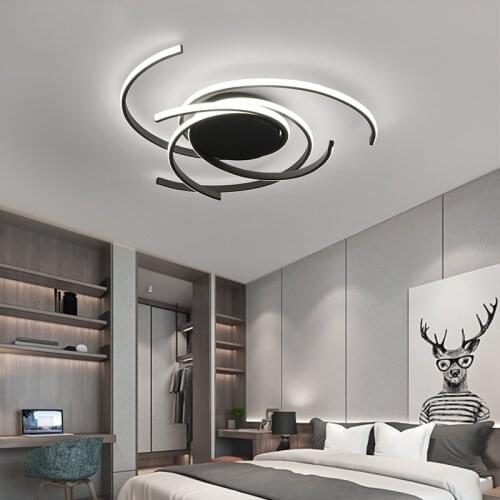 New Ceiling Light Fixture For Living Room Bedroom Kitchen Lamp LED Ceiling Lamp AC85-265V Black Or White With Remote Control