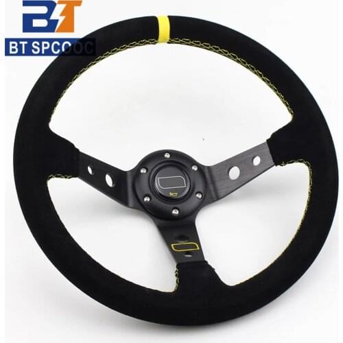 Spcooc High Quality Universal Racing Wheel 14inch 350mm Suede Steering Wheel Drift Sport Steering Wheel For Car Black Dish