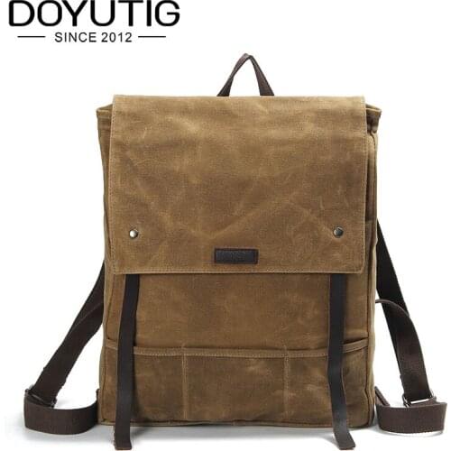 Waterproof Men Backpack Youth Canvas European Style School Bags For Male Vintage Big Travel Shoulder Bags Mochila Backpacks H006
