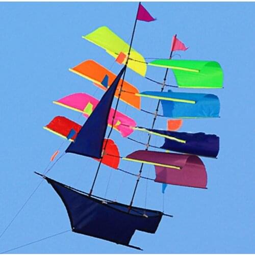 Large Colorful Rainbow Kite Long Tail Sailboat Kite Large Size Foldable Plaid Cloth 3D Stereo Sports Kite for Outdoor