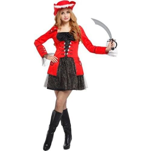 Women Sexy Sailor Pirates of the Caribbean Costumes Halloween Cosplay Exotic Apparel Carnival Stage play Nightclub dance dress