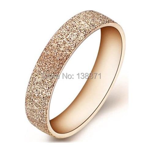 Titanium steel rose gold color womens frosted ring Love gifts US Size 6 7 8 9 10