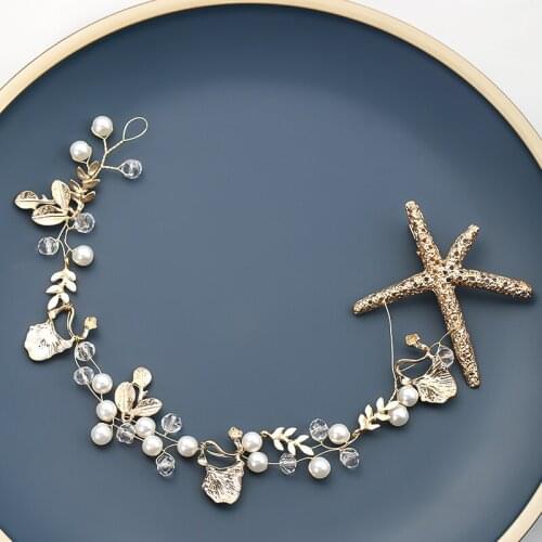 Gold Metal Crystal Bride Barrettes Bohemian Headbands Hairpins Wedding Women Elegant Pearl Leaf Hair Accessories Tiara Headpiece