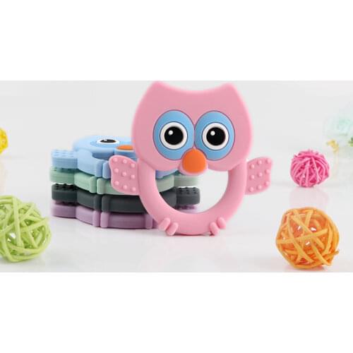 Kovict 1Pcs Baby Animal Silicone Teethers Cartoon Owl Teething Products Accessories for Kids Children Pacifier Chains BPA Free