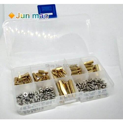 180Pcs/set M3*L+6mm Hex Nut Spacing Screw Brass Threaded Pillar PCB Motherboard Standoff Spacer Kit M3*10+6 12 15 20 6 8+6