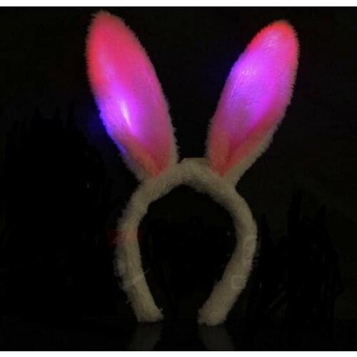 300pcs Free DHL LED Light Luminous Rabbit Ears Flashing Bunny Ears Headdress Head Hair Band Hoop Toy Kid Birthday Party YH315