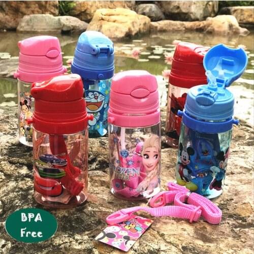 350ml Disney childrens water bottle BPA Free environmental protection leak proof cartoon straw cup back with water cup summer