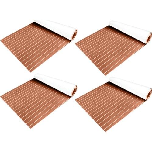 4Pieces EVA Foam Teak Sheet Marine Boat Yacht Decking Self-Adhesive Pad