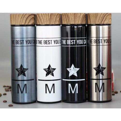 500ml Double Walls Stainless Steel Thermos Mug With Filter Portable Insulated Cup Vacuum Flask Tumbler Water Bottle For Girls